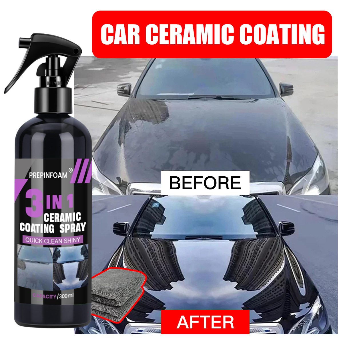 Car Wax Ceramic Coating - Nettoyage rapide, élimination des taches, spray